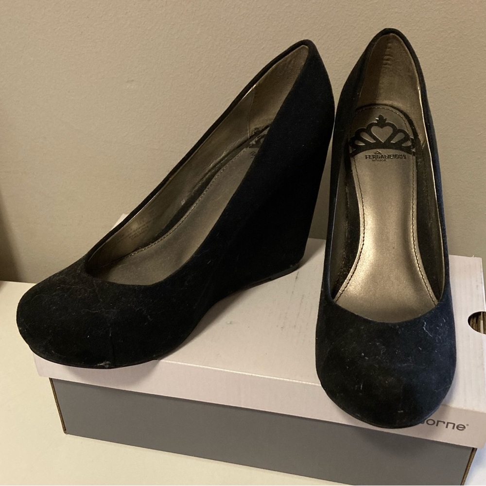 Fergalicious Black Suede Wedge